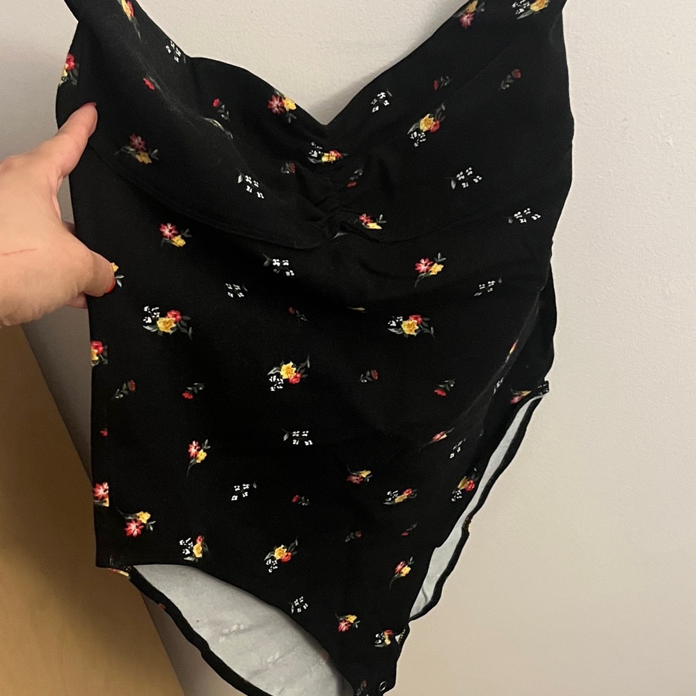 Forever 21 Black Floral Bodysuit